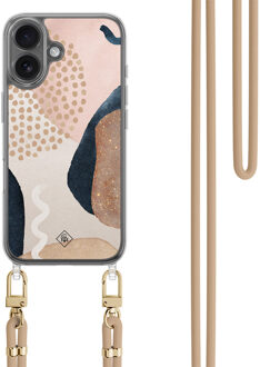 Casimoda iPhone 17 hoesje met beige koord - Abstract dots Bruin/beige
