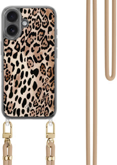 Casimoda iPhone 17 hoesje met beige koord - Golden wildcat Bruin/beige