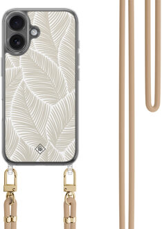 Casimoda iPhone 17 hoesje met beige koord - Palm leaves beige Bruin/beige