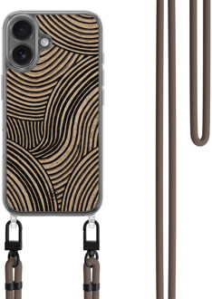Casimoda iPhone 17 hoesje met donkerbruin koord - Ebony Waves Bruin/beige