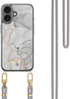 Casimoda iPhone 17 hoesje met grijs koord - Marmer grijs Grijs/zilverkleurig
