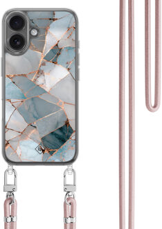 Casimoda iPhone 17 hoesje met rosegoud koord - Azure Geo Multi