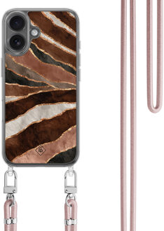 Casimoda iPhone 17 hoesje met rosegoud koord - Earth Agate Multi