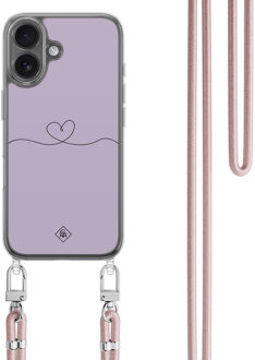 Casimoda iPhone 17 hoesje met rosegoud koord - Hart lila Paars
