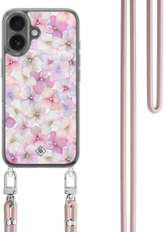 Casimoda iPhone 17 hoesje met rosegoud koord - Hortensia Paars