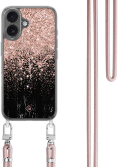 Casimoda iPhone 17 hoesje met rosegoud koord - Marmer twist Multi