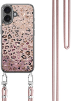 Casimoda iPhone 17 hoesje met rosegoud koord - Rosé Leopard