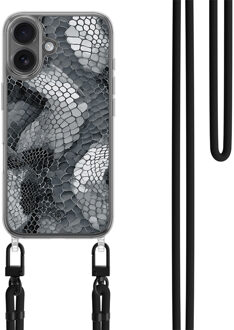 Casimoda iPhone 17 hoesje met zwart koord - Python grijs Grijs/zilverkleurig