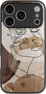 Casimoda iPhone 17 Pro glazen hardcase - Abstract gezicht bruin Bruin/beige