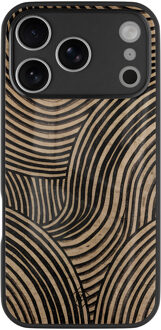 Casimoda iPhone 17 Pro glazen hardcase - Ebony waves Zwart, Bruin/beige