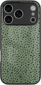 Casimoda iPhone 17 Pro glazen hardcase - Green confetti Groen