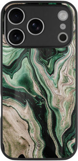 Casimoda iPhone 17 Pro glazen hardcase - Green waves Groen