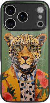 Casimoda iPhone 17 Pro glazen hardcase - Luipaard hipster Groen