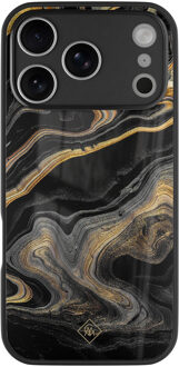 Casimoda iPhone 17 Pro glazen hardcase - Marbling Zwart, Goudkleurig