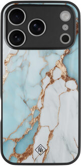 Casimoda iPhone 17 Pro glazen hardcase - Marmer lichtblauw