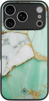 Casimoda iPhone 17 Pro glazen hardcase - Marmer mint goud