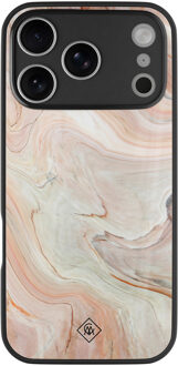 Casimoda iPhone 17 Pro glazen hardcase - Marmer waves Bruin/beige