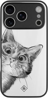 Casimoda iPhone 17 Pro glazen hardcase - Peekaboo kat Wit