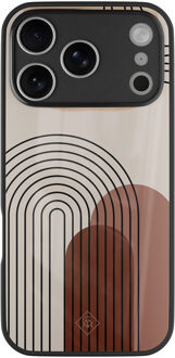Casimoda iPhone 17 Pro glazen hardcase - Warm curves Bruin/beige