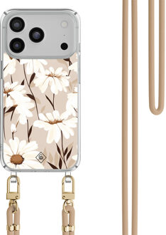 Casimoda iPhone 17 Pro hoesje met beige koord - In bloom Bruin/beige