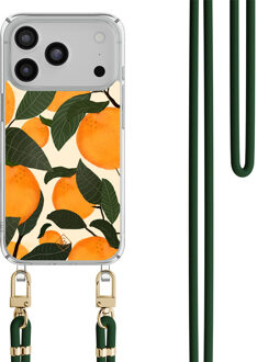 Casimoda iPhone 17 Pro hoesje met groen koord - Orange garden Multi