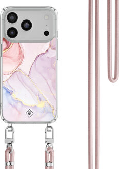 Casimoda iPhone 17 Pro hoesje met rosegoud koord - Purple sky Paars
