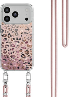 Casimoda iPhone 17 Pro hoesje met rosegoud koord - Rosé Leopard