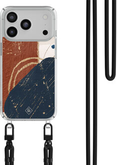 Casimoda iPhone 17 Pro hoesje met zwart koord - Abstract teracotta Multi