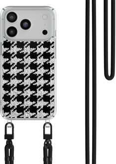 Casimoda iPhone 17 Pro hoesje met zwart koord - Pied de Poule