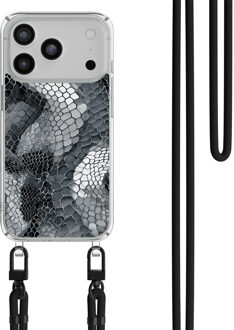 Casimoda iPhone 17 Pro hoesje met zwart koord - Python grijs Grijs/zilverkleurig