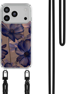 Casimoda iPhone 17 Pro hoesje met zwart koord - Twilight petals Multi