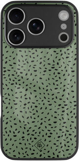 Casimoda iPhone 17 Pro Max glazen hardcase - Green confetti Groen