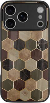 Casimoda iPhone 17 Pro Max glazen hardcase - Kubus bruin groen Bruin/beige