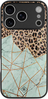 Casimoda iPhone 17 Pro Max glazen hardcase - Luipaard marmer mint