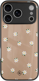 Casimoda iPhone 17 Pro Max glazen hardcase - Sweet daisies Bruin/beige