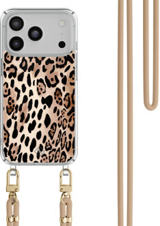 Casimoda iPhone 17 Pro Max hoesje met beige koord - Golden wildcat Bruin/beige