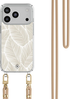 Casimoda iPhone 17 Pro Max hoesje met beige koord - Palm leaves beige Bruin/beige