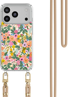 Casimoda iPhone 17 Pro Max hoesje met beige koord - Pink garden Multi