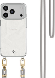 Casimoda iPhone 17 Pro Max hoesje met grijs koord - Vive la vie Grijs/zilverkleurig