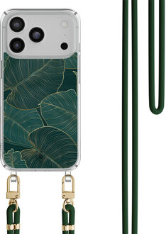 Casimoda iPhone 17 Pro Max hoesje met groen koord - Monstera leaves