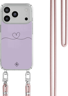 Casimoda iPhone 17 Pro Max hoesje met rosegoud koord - Hart lila Paars