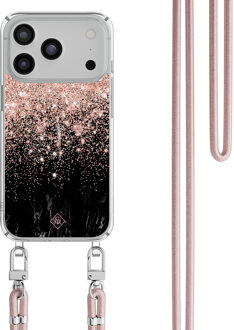 Casimoda iPhone 17 Pro Max hoesje met rosegoud koord - Marmer twist Multi