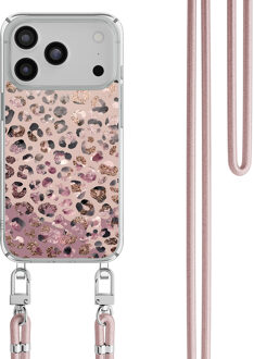 Casimoda iPhone 17 Pro Max hoesje met rosegoud koord - Rosé Leopard