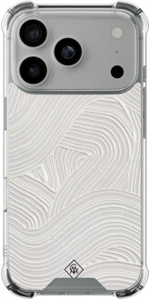 Casimoda iPhone 17 Pro shockproof hoesje - Abstract beige waves Grijs/zilverkleurig