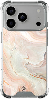 Casimoda iPhone 17 Pro shockproof hoesje - Marmer waves Bruin/beige