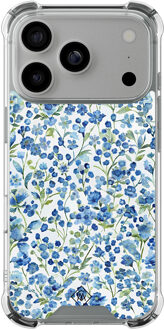 Casimoda iPhone 17 Pro shockproof hoesje - Vintage blue floral Blauw