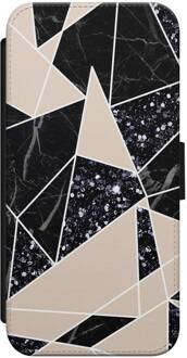 Casimoda iPhone 7/8 flipcase - Abstract painted Zwart, Bruin/beige