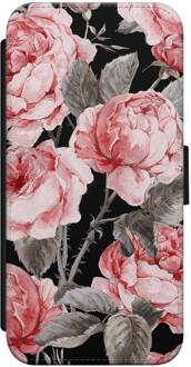 Casimoda iPhone 7/8 flipcase - Moody flowers Zwart, Rood