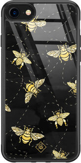 Casimoda iPhone 8/7 glazen hardcase - Bee yourself Zwart