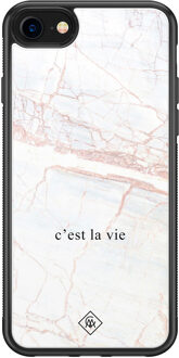 Casimoda iPhone 8/7 glazen hardcase - C'est la vie Bruin/beige